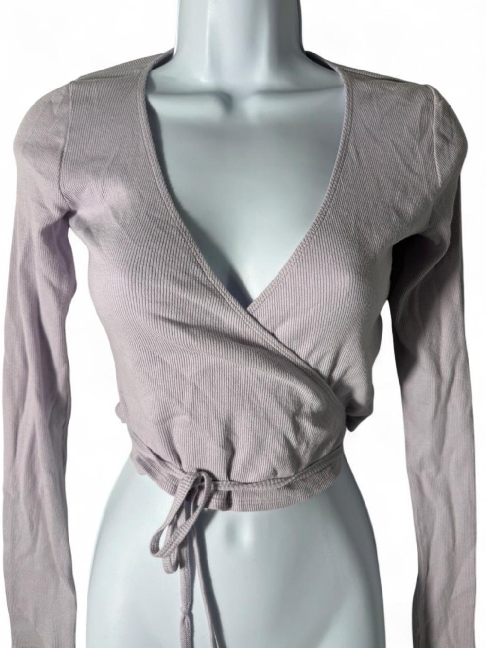 Hollister Ribbed Wrap Crop Top in Lilac